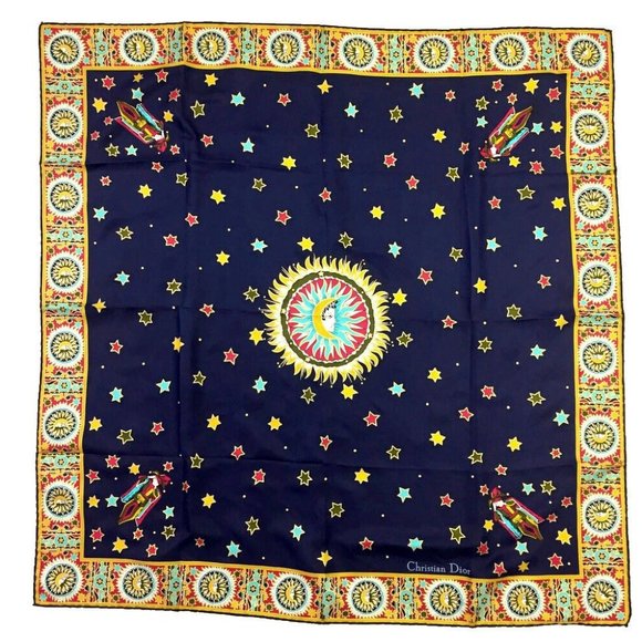 119160E V Christian Dior Scarf Multicolor Silk 100% - Picture 1 of 9